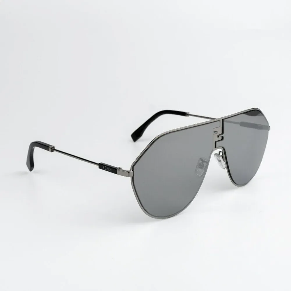 NEW Fendi FE40080U FF MATCH 12C Ruthenium Smoke Mirror Unisex Round Sunglasses